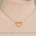 گردنبند استیل قلب دفرمه طلایی